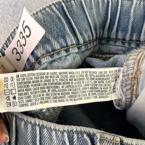 Forever 21 Jeans Women's Light Wash Wide Leg High Rise Exposed Buttons Elastic - Picture 14 of 15